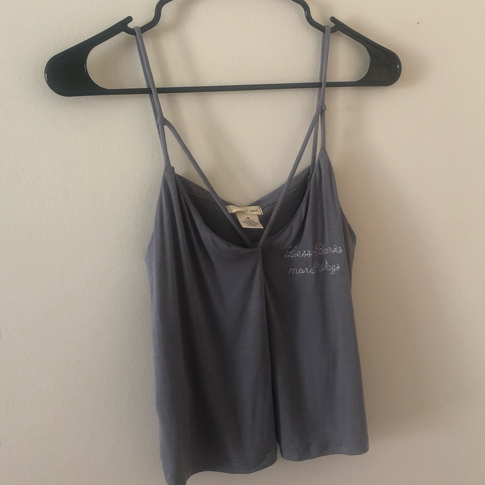 Wet Seal Dark Blue Criss Cross Front Top
